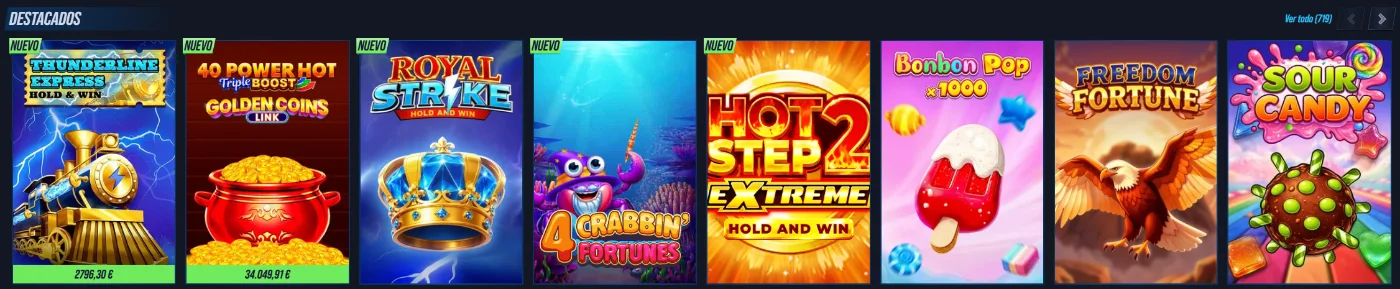 VegasHero Casino Slots Destacados VegasHero Casino tragamonedas destacadas Thunderline Express, Royal Strike y Hot Step 2